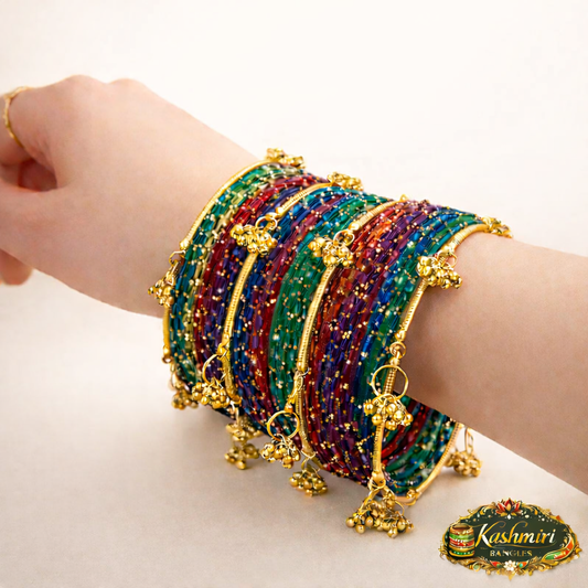 Kashmiri Ghungroo Glass Bangles (12 pcs)