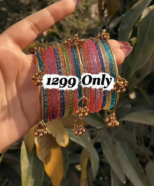 Kashmiri Glass Bangles (12 pcs)