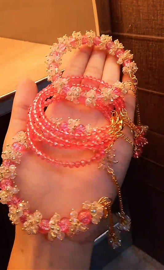 Pink Gajra Set  (2 gajray + 4 choori)