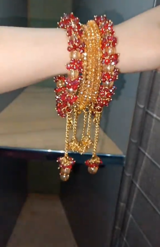 Red & Gold Gajra Set