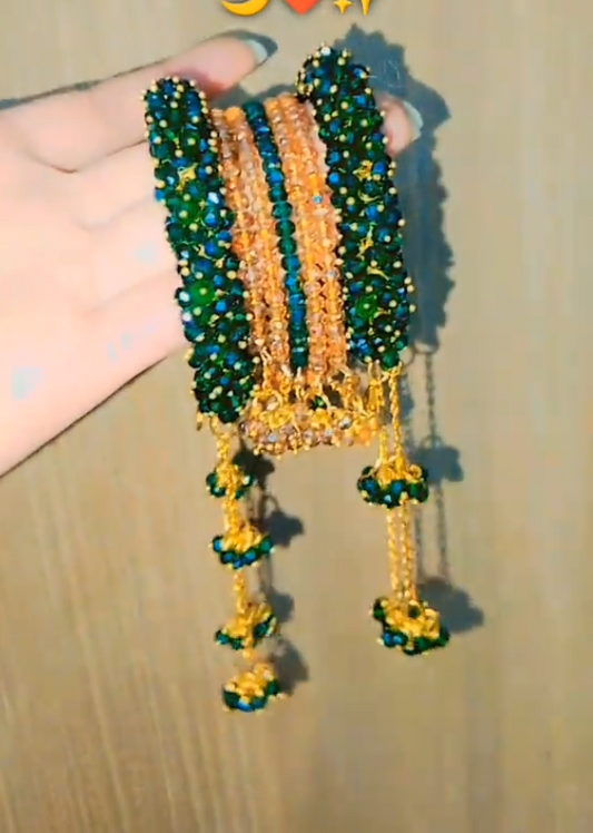Green & Gold Gajra Set