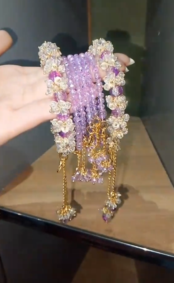 Purple & White Gajra Set